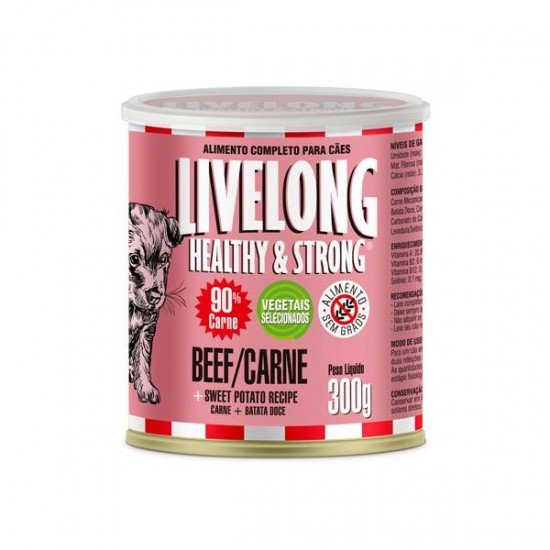 LIVELONG CÃES CARNE COM BATATA DOCE LATA 300G LIVELONG CÃES CARNE COM BATATA DOCE LATA 300G