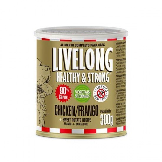 LIVELONG CÃES FRANGO COM BATATA DOCE LATA 300G