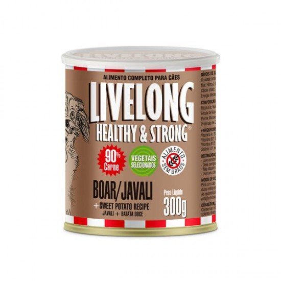 LIVELONG CÃES JAVALI COM BATATA DOCE LATA 300G