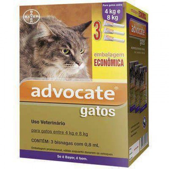 ANTIPULGAS  ADVOCATE PARA GATOS ENTRE 4 E 8KG 0,8ML