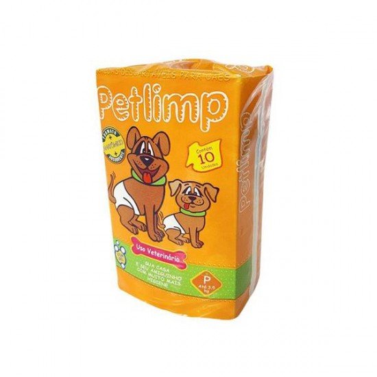FRALDA DESC. P/ CÃES MACHO PETLIMP TAM P C/ 10 UM