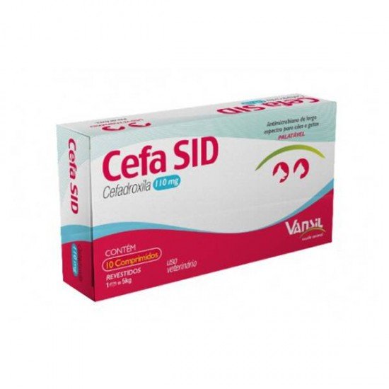 ANTIMICROBIANO VANSIL CEFA SID CEFADROXILA PARA CÃES E GATOS 110MG