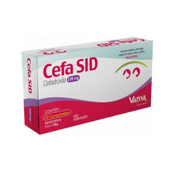 ANTIMICROBIANO VANSIL CEFA SID CEFADROXILA PARA CÃES E GATOS 220MG