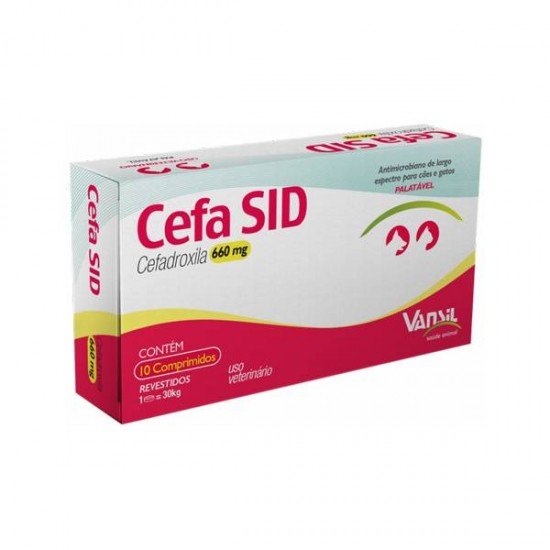 ANTIMICROBIANO VANSIL CEFA SID CEFADROXILA PARA CÃES E GATOS 660MG
