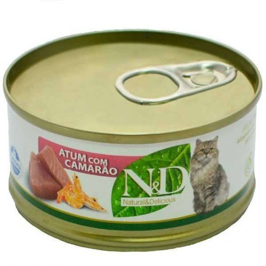 PATÊ  N&D FELINE ÚMIDO ATUM CAMARÃO 70 GR