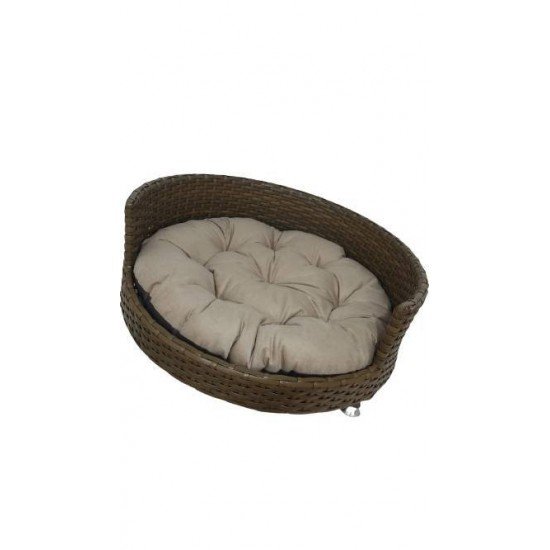 CAMA REDONDA CACHORRO/GATO PEQUENO/MÉDIO ATÉ 12KG 65X65CM FIBRA SINTÉTICA VELUDO NUDE