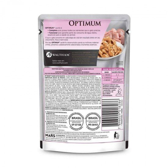 RAÇÃO UMIDA OPTIMUM SACHÊ PARA GATOS FILHOTES SABOR FRANGO - 85G