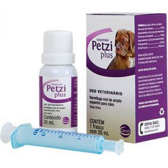 VERMÍFUGO CEVA PETZI PLUS SUSPENSÃO - 20 ML