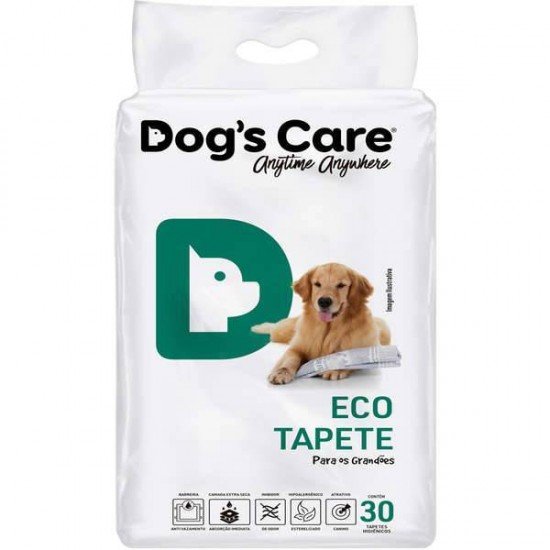 TAPETE HIGIÊNICO DOGS CARE DESCARTÁVEL ECO GRANDE PORTE 30UNIDADES