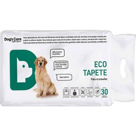 TAPETE HIGIÊNICO DOGS CARE DESCARTÁVEL ECO GRANDE PORTE 30UNIDADES