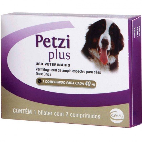 VERMÍFUGO CEVA PETZI PLUS 2,8 G PARA CÃES - 2 COMPRIMIDOS