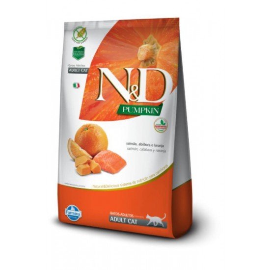 RAÇÃO PUMPKIN N&D PARA GATOS ADULTOS SABOR SALMÃO