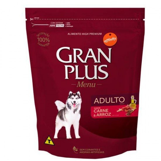 RAÇÃO GRANPLUS MENU PARA CÃES ADULTOS SABOR CARNE E ARROZ