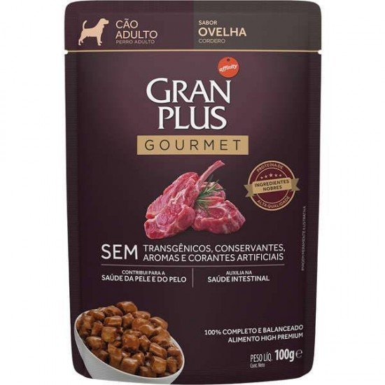 RAÇÃO ÚMIDA GRANPLUS GOURMET PARA CÃES ADULTOS SACHÊ SABOR OVELHA