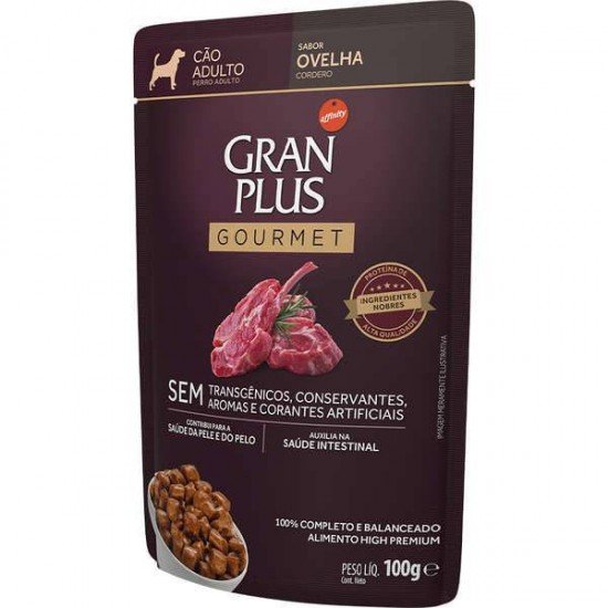 RAÇÃO ÚMIDA GRANPLUS GOURMET PARA CÃES ADULTOS SACHÊ SABOR OVELHA