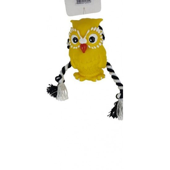 BRINQUEDO P/ CÃES CABO DE GUERRA PUXADOR CORUJA C/ CORDA