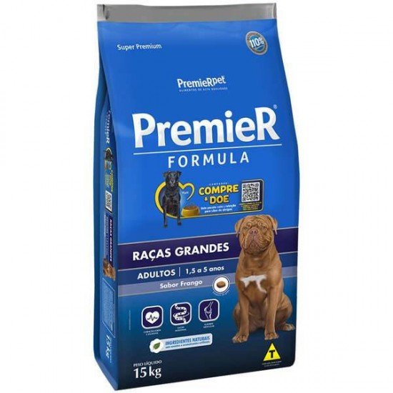 RAÇÃO PREMIER FÓRMULA PARA CÃES ADULTOS DE RAÇAS GRANDES SABOR FRANGO