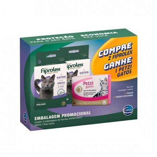 KIT FIPROLEX ANTIPULGAS E VERMIFUGO PETZI GATOS KIT FIPROLEX ANTIPULGAS E VERMIFUGO PETZI GATOS
