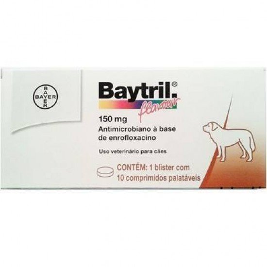 ANTIBIÓTICO BAYTRIL FLAVOUR ENROFLOXACINO 150 MG - 10 COMPRIMIDOS