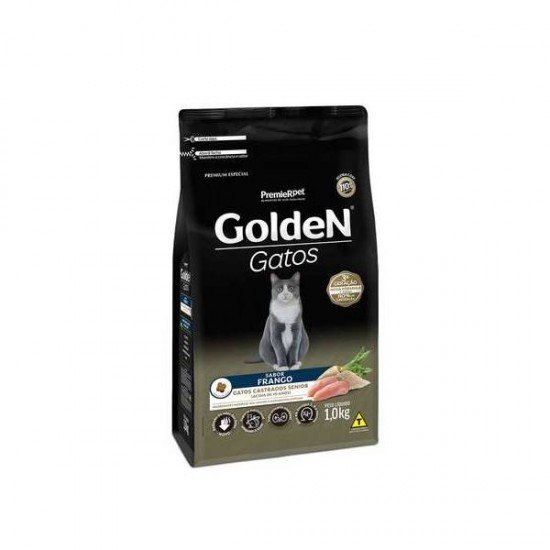 RAÇÃO GOLDEN PARA GATOS SÊNIOR CASTRADOS SABOR FRANGO