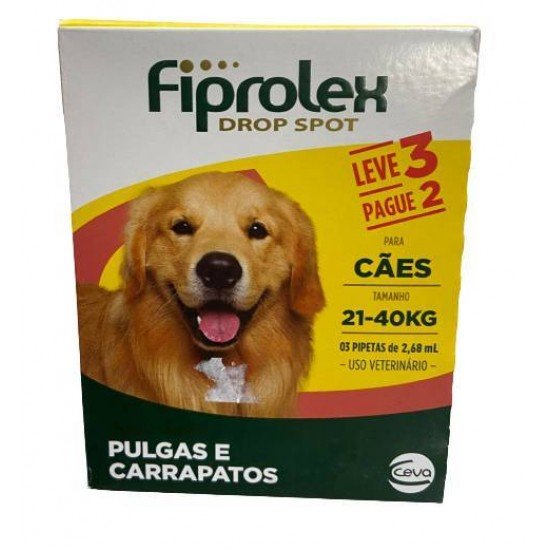 COMBO FIPROLEX PARA CÃES DE 21 À 40 KG - COMPRE 2 LEVE 3 - CEVA