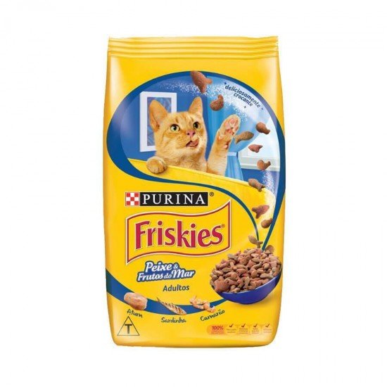 RAÇÃO SECA NESTLÉ PURINA FRISKIES PEIXES & FRUTOS DO MAR PARA GATOS ADULTOS