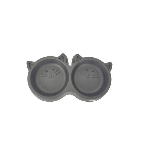 COMEDOURO DUPLO GATO LUXO CARA DE GATO