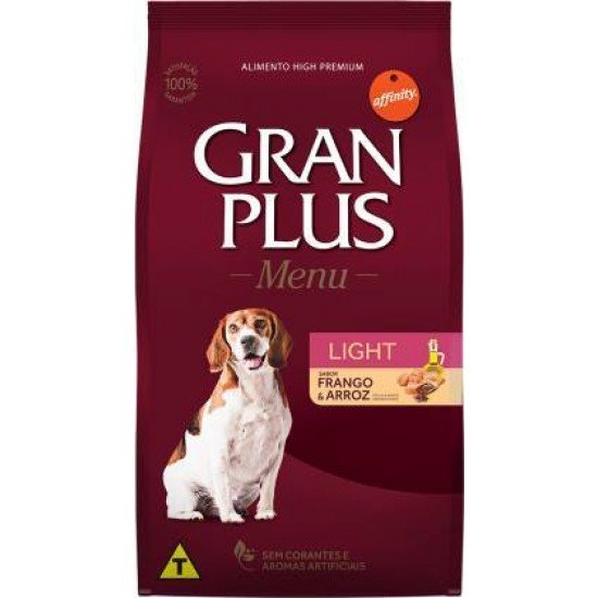 RAÇÃO GRANPLUS LIGHT PARA CÃES ADULTOS SABOR FRANGO E ARROZ 15KG