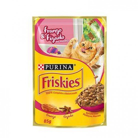 RAÇÃO ÚMIDA FRISKIES SACHET GATOS ADULTOS FRANGO E FÍGADO AO MOLHO - 85G
