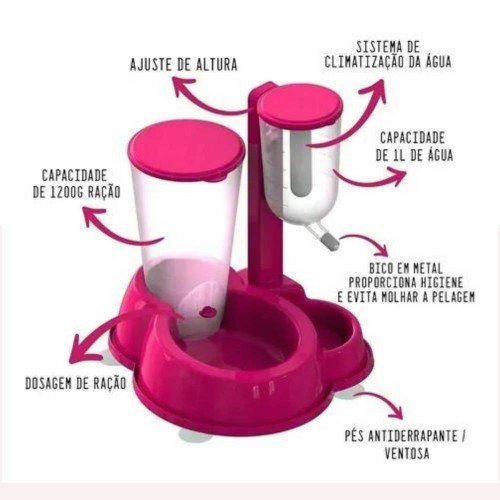 BEBEDOURO DUPLO MEDIO LUXO COM TUBO DE AGUA MMA PET