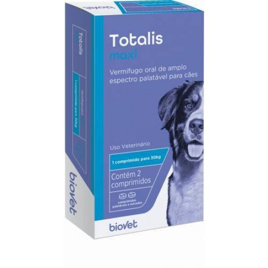 VERMÍFUGO TOTALIS MAXI PARA CÃES 2 COMPRIMIDOS