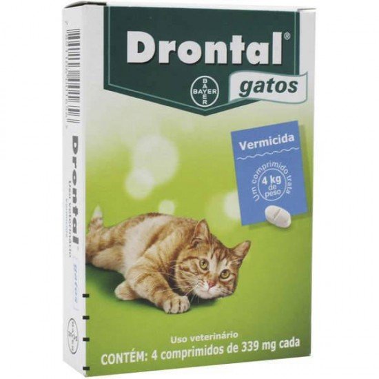 DRONTAL PARA GATOS COM 4 COMPRIMIDOS