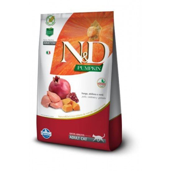 RAÇÃO FARMINA N&D PUMPKIN FRANGO, ABÓBORA E ROMÃ PARA GATOS ADULTOS