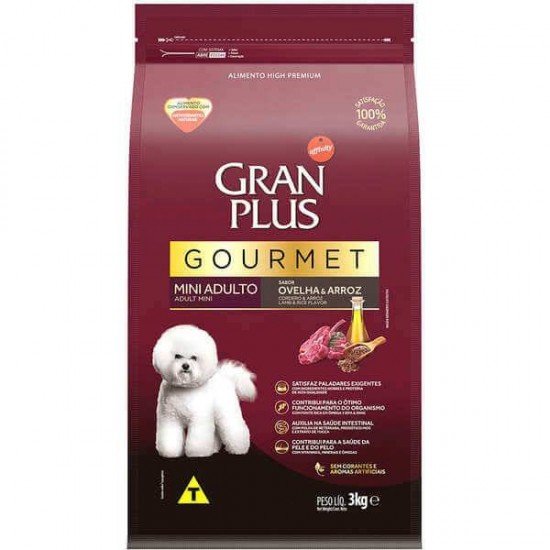 RAÇÃO GRANPLUS GOURMET PARA CÃES ADULTOS DE PORTE MINI SABOR OVELHA 3KG