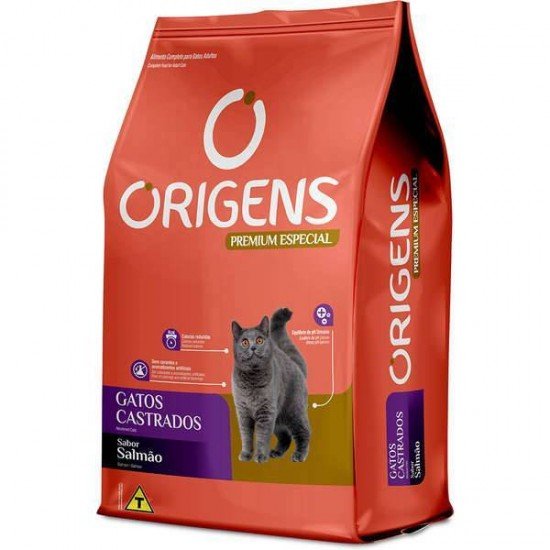 RAÇÃO ORIGENS PARA GATOS CASTRADOS SABOR SALMÃO