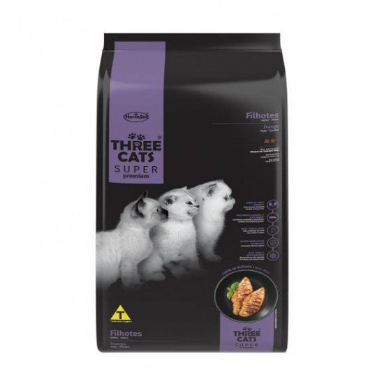 RAÇÃO SECA THREE CATS SUPER PREMIUM FRANGO PARA GATOS FILHOTES