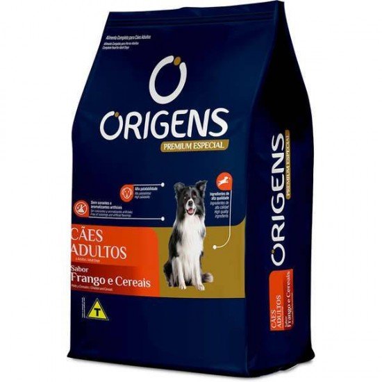 RAÇÃO ORIGENS PARA CÃES ADULTOS SABOR FRANGO E CEREAIS 3KG