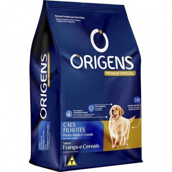 RAÇÃO ORIGENS PARA CÃES FILHOTES DE MÉDIO E GRANDE PORTE SABOR FRANGO