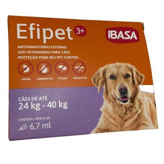 ANTIPARASITÁRIO EXTERNO EFIPET 3+ DE 24 A 40KG 6,7ML IBASA