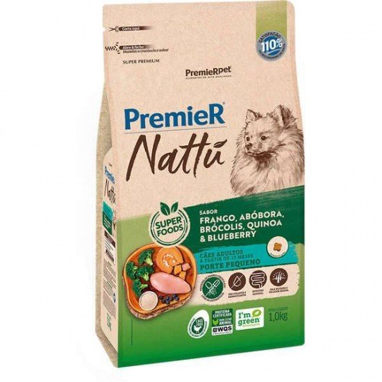 RAÇÃO PREMIER NATTU PARA CÃES ADULTOS DE RAÇAS PEQUENAS SABOR ABÓBORA