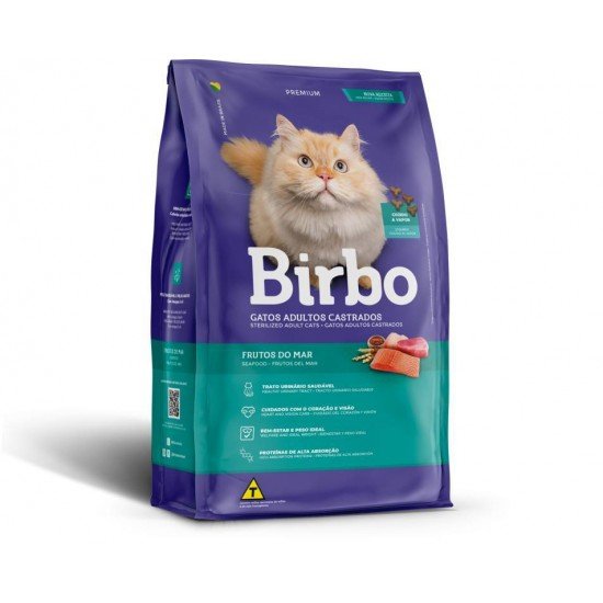 RAÇÃO BIRBO PREMIUM SABOR FRUTOS DO MAR PARA GATOS CASTRADOS