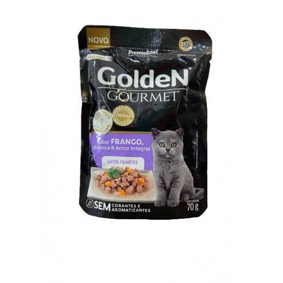 RAÇÃO ÚMIDA GOLDEN GOURMET PARA GATOS FILHOTES SABOR FRANGO 70G