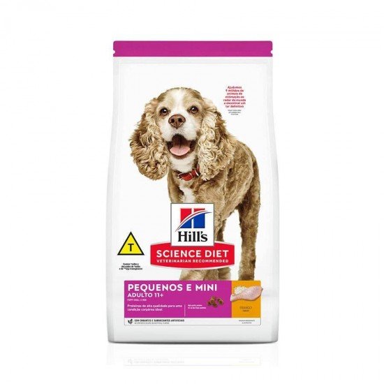 RAÇÃO HILLS SCIENCE DIET PARA CÃES ADULTOS 11+ DE MINI E PEQUENO PORTE SABOR FRANGO 2,4KG