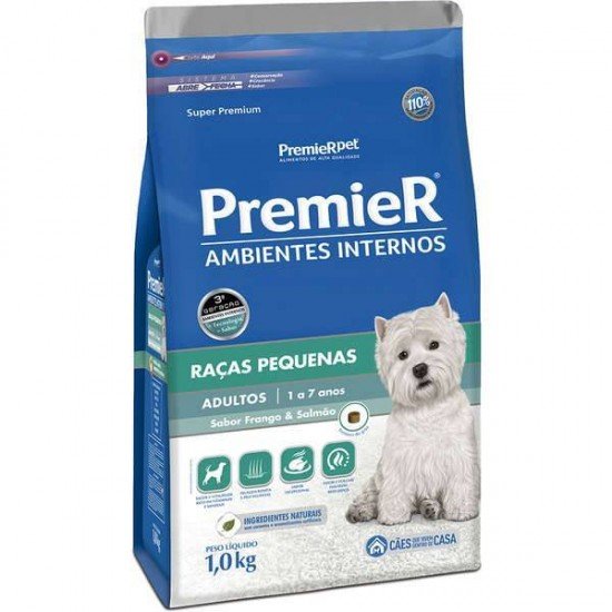 RAÇÃO PREMIER AMBIENTES INTERNOS PARA CÃES ADULTOS SABOR FRANGO E SALMÃO