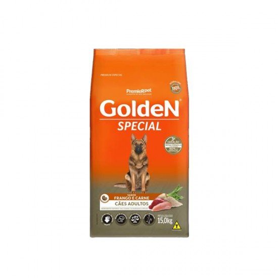 RAÇÃO GOLDEN SPECIAL SABOR FRANGO E CARNE PARA CÃES ADULTOS
