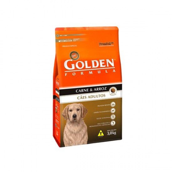 RAÇÃO GOLDEN FÓRMULA PARA CÃES ADULTOS SABOR CARNE E ARROZ