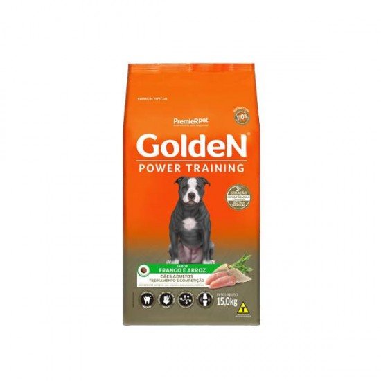RAÇÃO GOLDEN POWER TRAINING PARA CÃES ADULTOS SABOR FRANGO E ARROZ 15KG