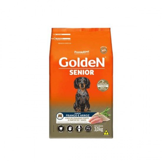 RAÇÃO GOLDEN FÓRMULA MINI BITS SÊNIOR PARA CÃES ADULTOS DE PEQUENO PORTE SABOR FRANGO E ARROZ