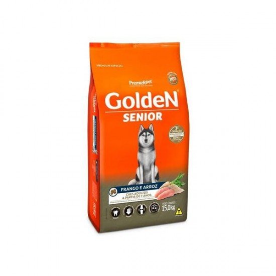 RAÇÃO GOLDEN FÓRMULA SÊNIOR PARA CÃES ADULTOS SABOR FRANGO E ARROZ - 15KG
