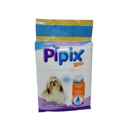 TAPETE HIGIÊNICO PREMIUM PIPIX CLEAN 60X60CM 6 UNIDADES